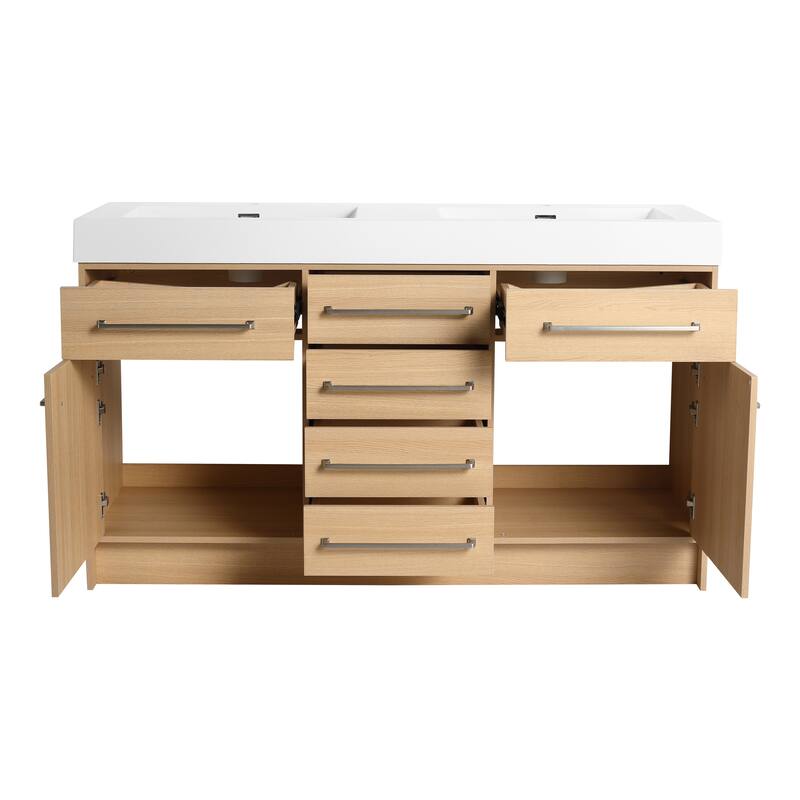 Beingnext 48"/60" Bathroom Vanity with Sink, Freestanding Bathroom Vanity with 6 Drawers and 2 Doors