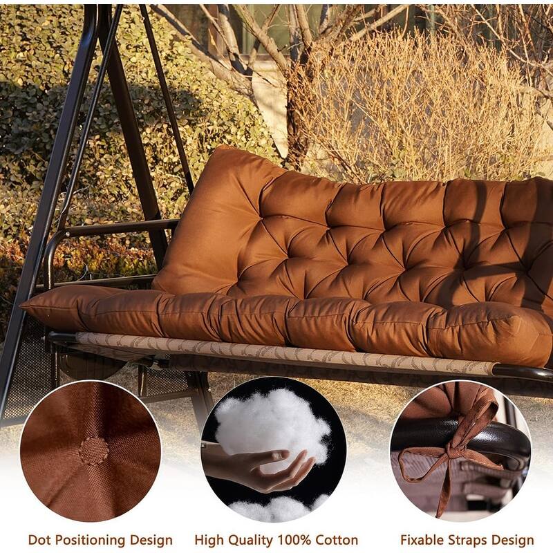Outdoor Swing Cushions Replacement, Outdoor Thickened Bench Cushion with Ties for Porch,Patio,Backyard,Garden