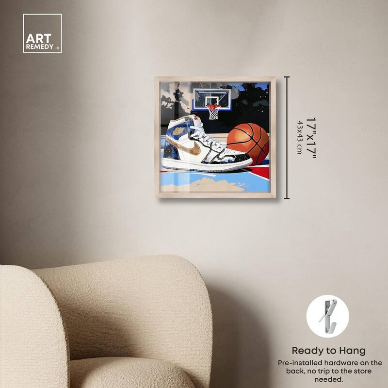 Basketball Court Blues Shadowbox by Art Remedy