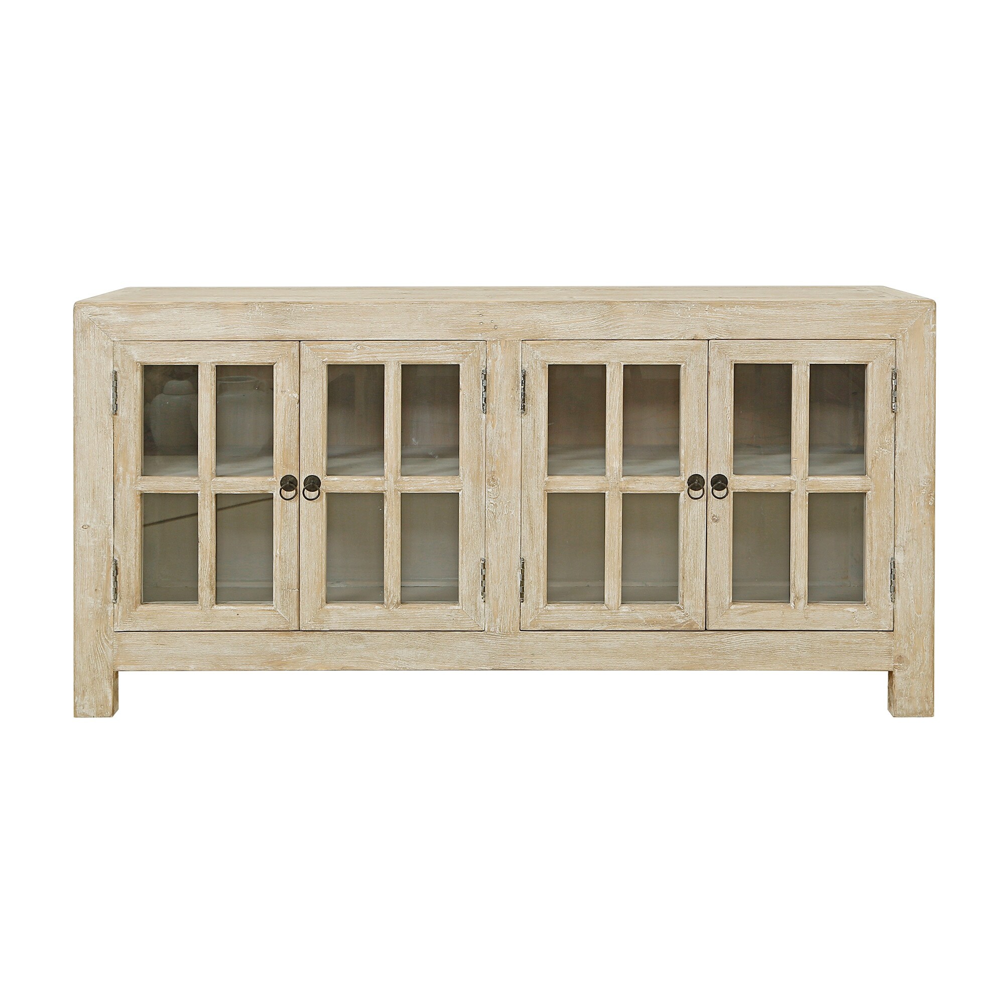 Artissance Reclaimed Wood Shandong Glass Cabinet With 4 Doors