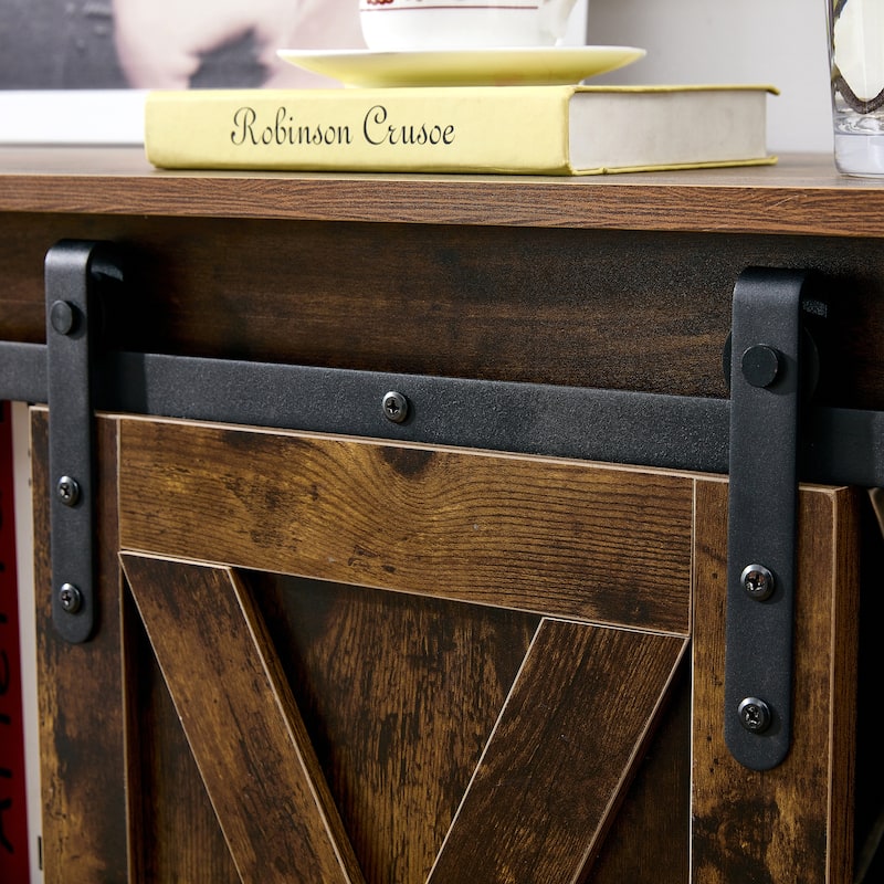 47" TV Stand with Barn Doors & 3-Layer Storage