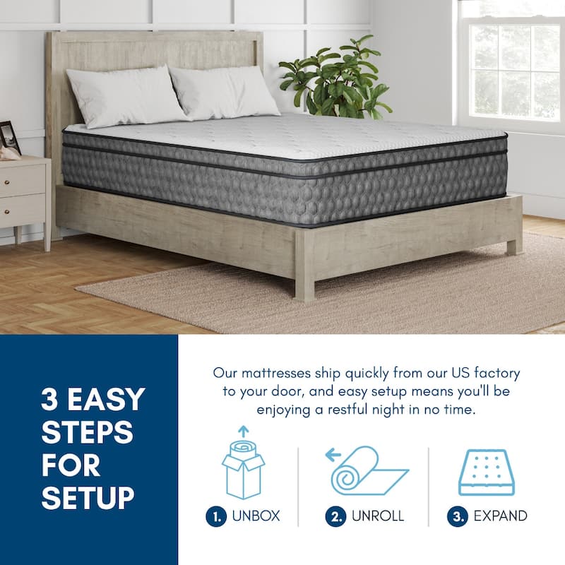 Sadie, 11-inch, Cooling Gel Memory Foam Cushioned Euro Top Hybrid Mattress, CertiPUR US and Greenguard Gold Certified