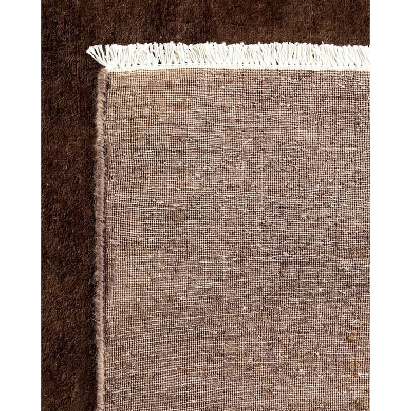 Overton Hand Knotted Wool Vintage Inspired Modern Contemporary Overdyed Brown Area Rug - 3' 1" x 11' 7"