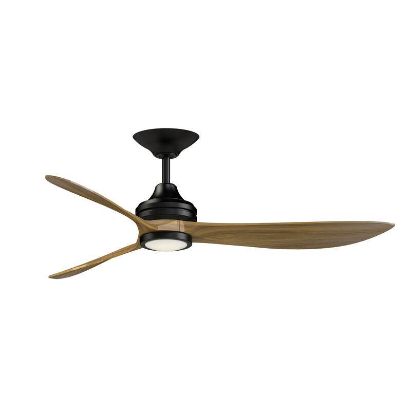 Aviara 60 inch Indoor/Outdoor Ceiling Fan with LED CCT Select Light Kit - 60 Inches - Black - Koa Blades