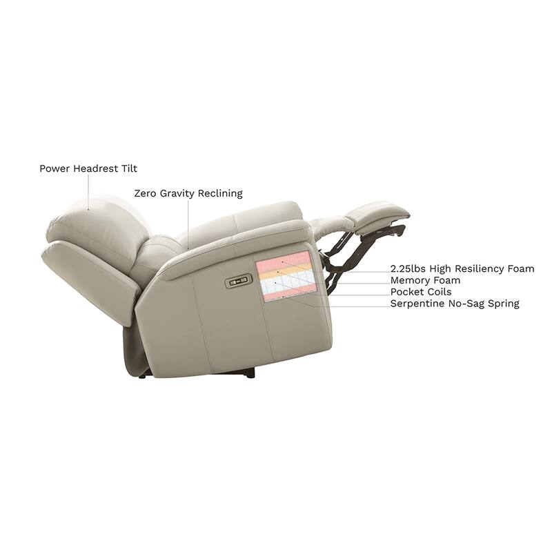 Hydeline Erindale Zero Gravity Power Recline and Headrest Top Grain Leather Sofa and Recliner - Sofa, Recliner