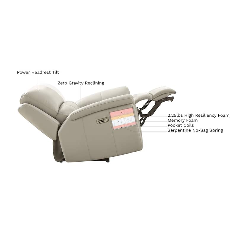 Hydeline Venice Zero Gravity Power Recline and Headrest Top Grain Leather Loveseat with Cup Holder