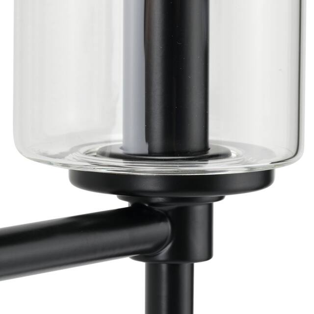 Elara Collection Three-Light Matte Black Clear Glass New Traditional Bath Vanity Light - 22.125 in x 5.12 in x 11.5 in