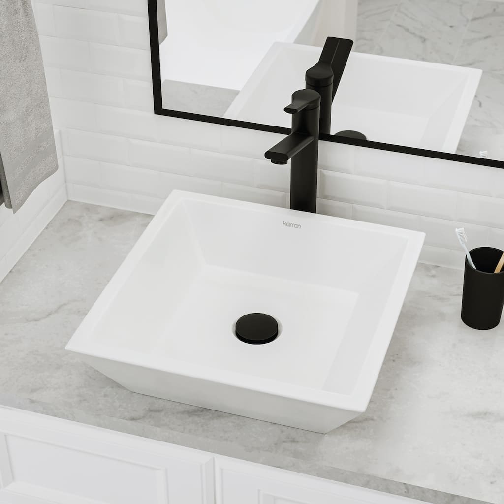 Karran Valera 16" Vitreous China Vessel Bathroom Sink in White