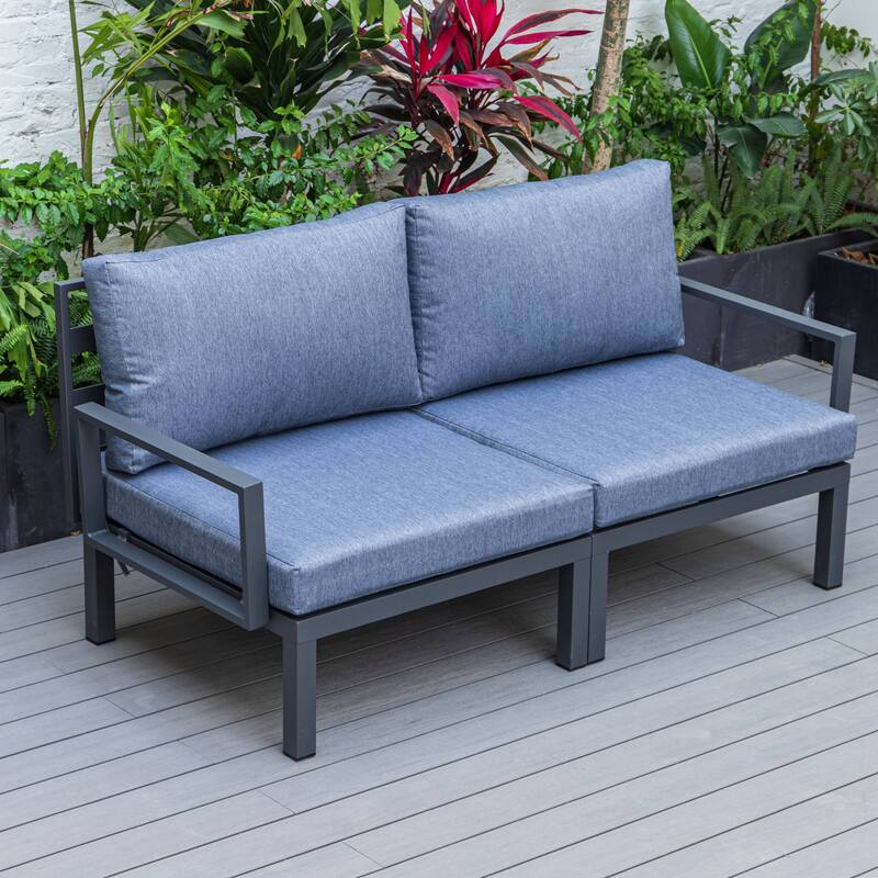 LeisureMod Hamilton Modern 2-Piece Accent Arm Chair with Removable Cushion, 2-Seater Sofa for Home Outdoor Patio Porch Garden
