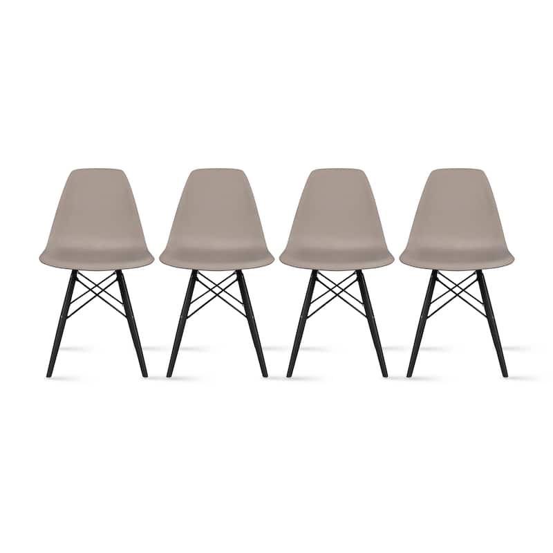 Molded Dining Side Chairs For Kitchen Eiffel Metal Legs Design Bedroom Waiting Room (Set of 4) - Grey