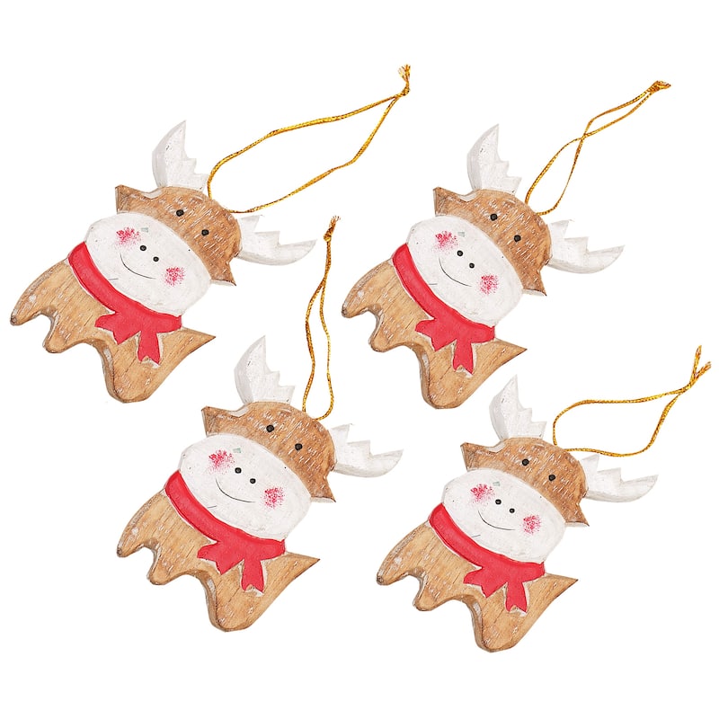 Novica Handmade Tiny Deer Wood Ornaments (Set Of 4)