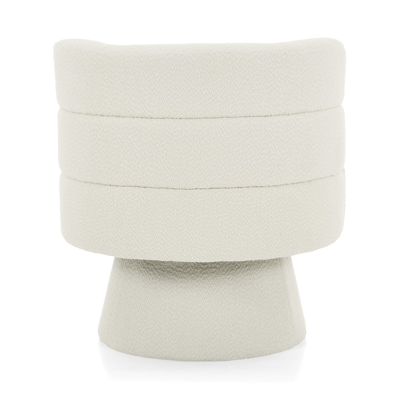 Roomfitters Contemporary 360° Swivel Barrel Chair, Premium Boucle Upholstered Accent Lounge Chair with 330 lbs, Cream White