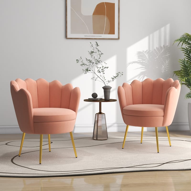 Velvet Upholstered Barrel Accent Chair