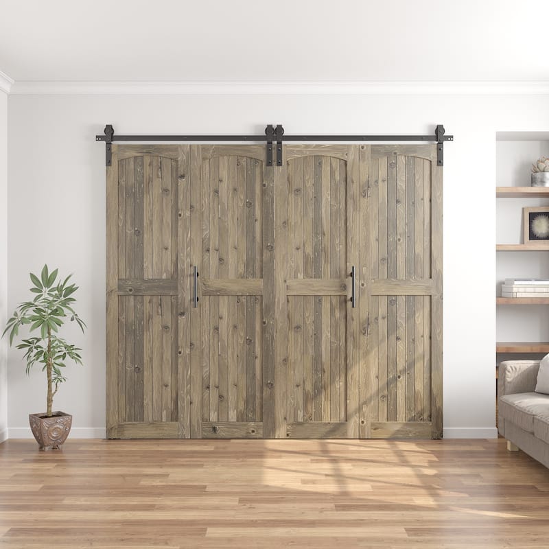 Coast Sequoia Arch Top 30in./36in./48in./60in./72in./96in. x 84in. Knotty Pine Wood Unfinished Bi-Fold Door With Hardware Kit