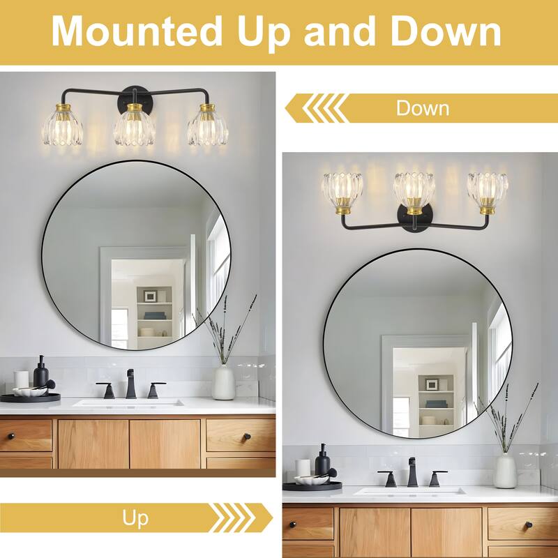Starsky 3-Light Tulip Modern Dimmable Glass Bathroom Vanity Light