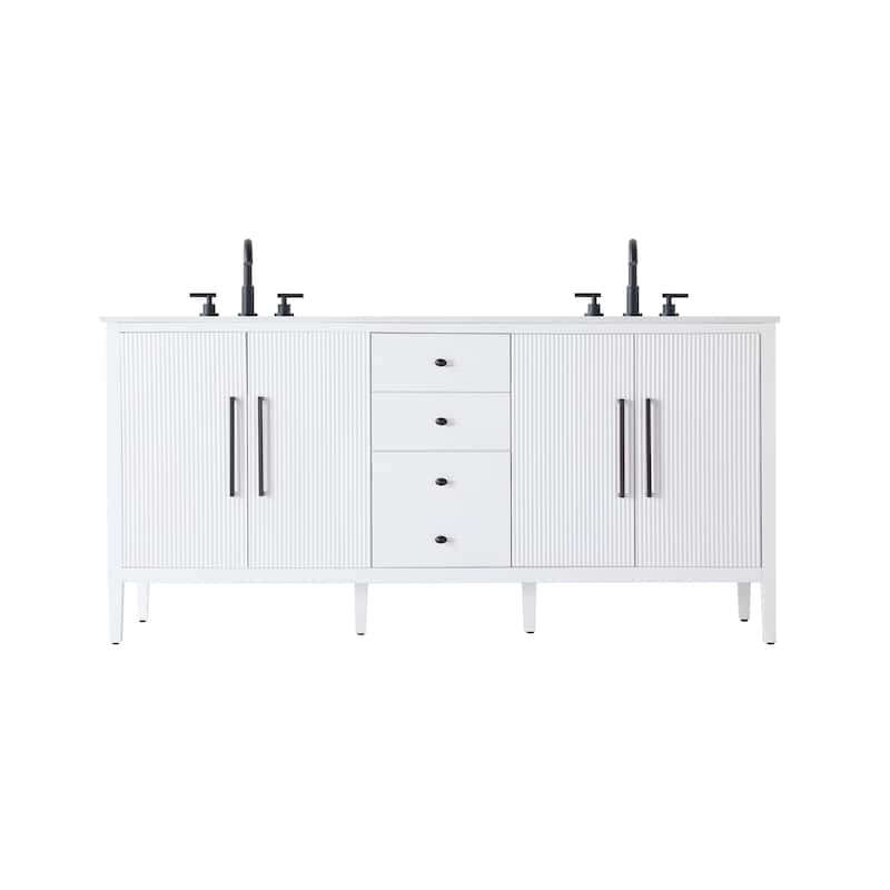 Elegant Lighting VF29672D Blakely 72" Free Standing Double Basin - White
