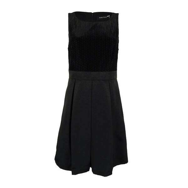 Shop Ivanka Trump Women S Sleeveless Flocked Fit Flare Dress Black Overstock 17117179