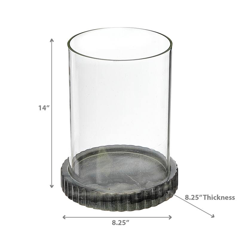 Glass Candle Holder With Grey Marble Base