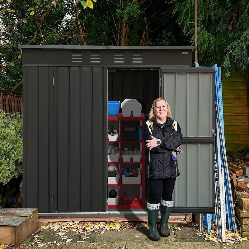 5 ft. W x 3 ft. D Metal Storage Shed with Double Door (16.24 sq. ft.) - Black