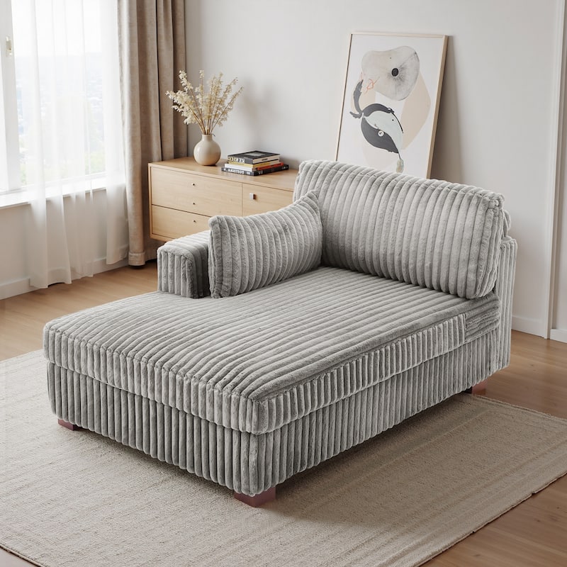 UIXE Modern Plush Corduroy Indoor Chaise Lounge Chair