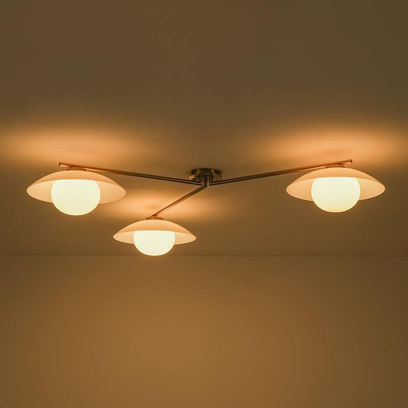 Mid-century 3-Light Frosted Glass Bud Orbit Semi-Flush Mount - 59.1 in