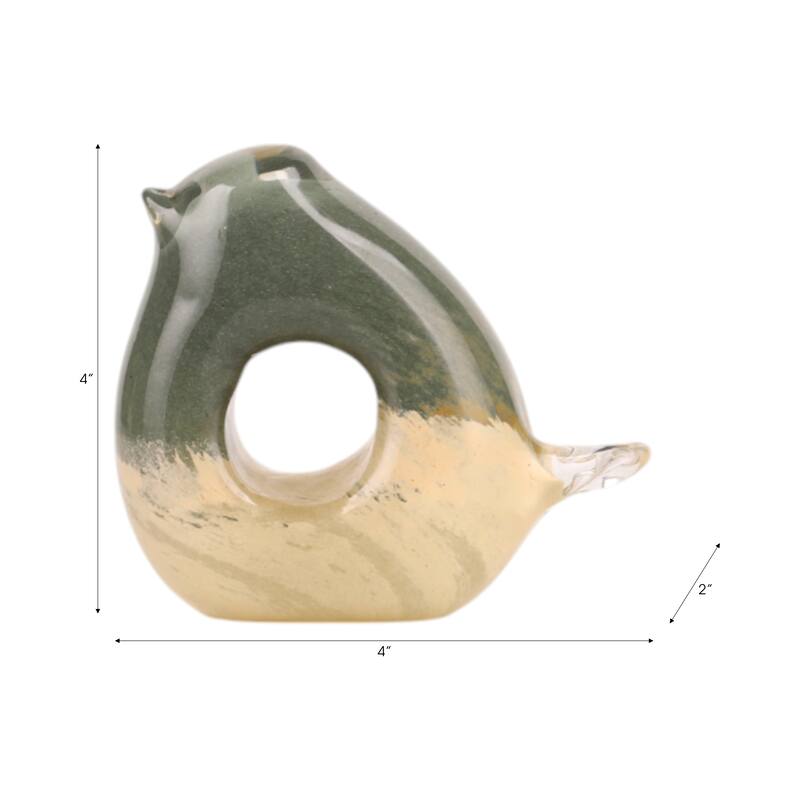 Artistic Glass Bird Statue with Hollow Center - Green