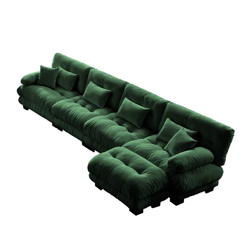 Modular L-Shaped 4-Seater Sectional Sofa Free Combination Cloud Sofa with Convertible Ottomans for Living Room