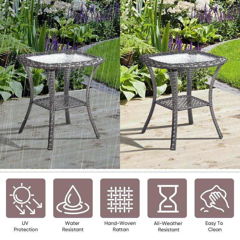 Outdoor Sofa Chair with Coffee Table and Ottoman