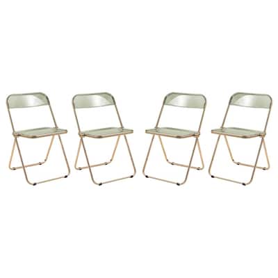 Lawrence Acrylic Folding Chair With Gold Metal Frame Set of 4 - 30"