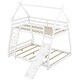 preview thumbnail 7 of 23, House Bunk Beds for Kids, Wood Twin Over Queen Bunk Bed with Climbing Nets and Climbing Ramp,Playhouse Bunk Bed for Girls Boys