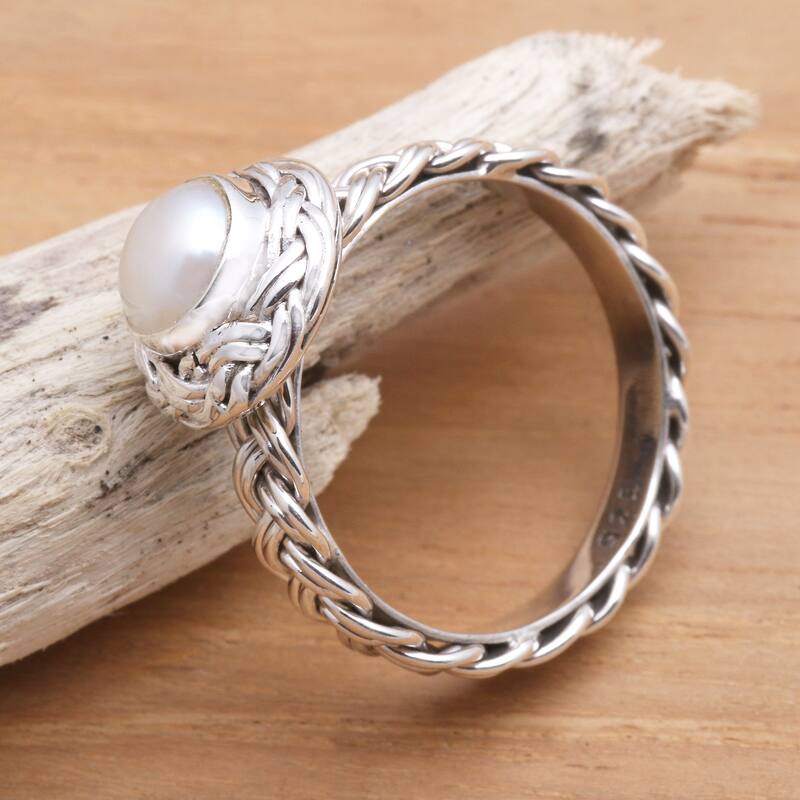 Novica Handmade Soul Of Amlapura Cultured Pearl Cocktail Ring