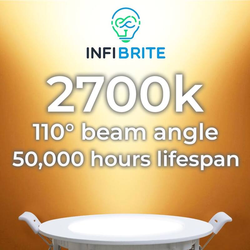 Infibrite 4 Inch 2700K Soft White 9W 750 LM Ultra-Slim LED Ceiling Light with Junction Box, Flush Mount, Dimmable (24 Pack)