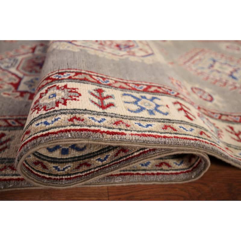 Geometric Kazak Runner Rug Handmade Hallway Wool Carpet - 2'8" x 19'5"