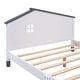 preview thumbnail 7 of 6, Full Size Bed Frame with House Shape Headboard, Platform Bed Full, Modern Wood Double Bed Frames for Kids Boys Girls Teens,White