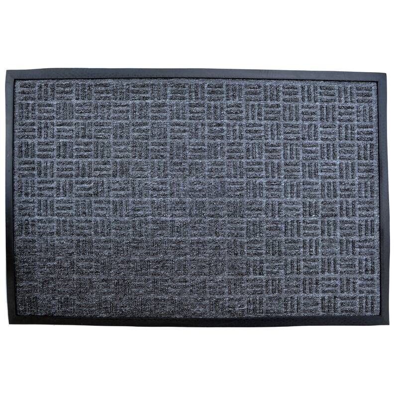 Synthetic Indoor/ Outdoor Grey Door Mat