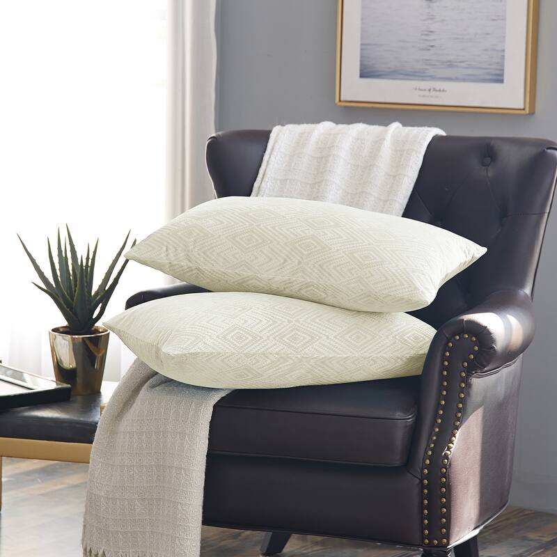 Tonopah Ikat Velvet Throw Pillow Cover Set, NO INSERT - 14" x 26" - Gardenia
