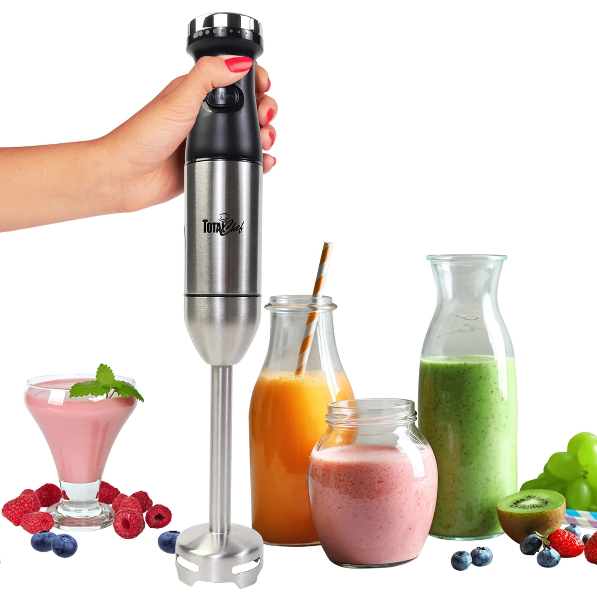 Hamilton Beach 4-in-1 Electric Immersion Hand Blender with Handheld  Blending Stick, Whisk, 225 Watts, Mixing Cup + Food/Veggie Chopper,  Variable