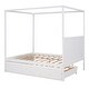 preview thumbnail 12 of 15, Queen Size Canopy Platform Bed with Twin Size Trundle, 3-Storage Drawers, and Sturdy Pinewood Frame, Space-Saving Design, White