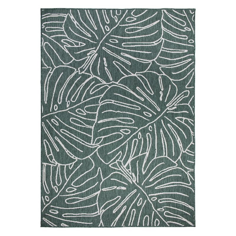 World Rug Gallery Contemporary Tropical Leaves Indoor/Outdoor Area Rug