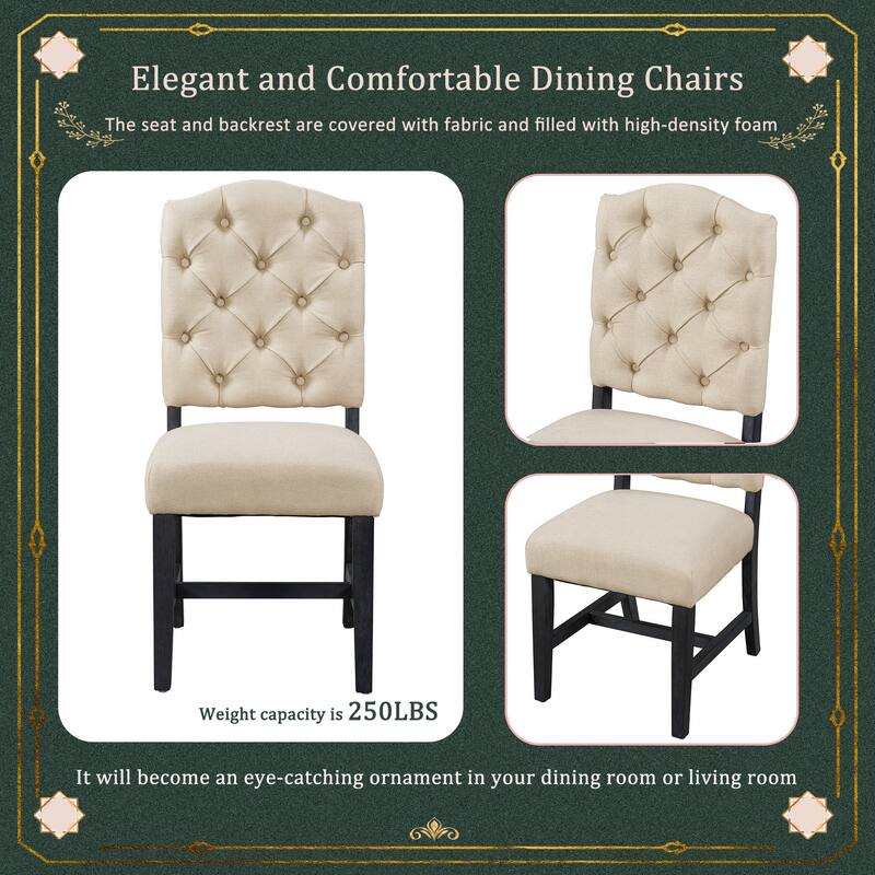 Farmhouse Style Dining Set with Extendable Oval Table and Fabric Chairs, 5-Piece Wood Dining Set