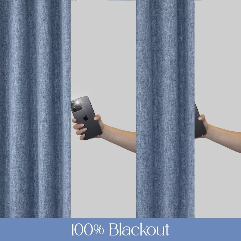 Linen Texture 100% Blackout Grommet Curtain Pair(2 panels)