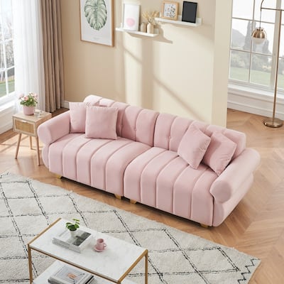 89.37" Velvet Three-Seater Upholstered Sofa