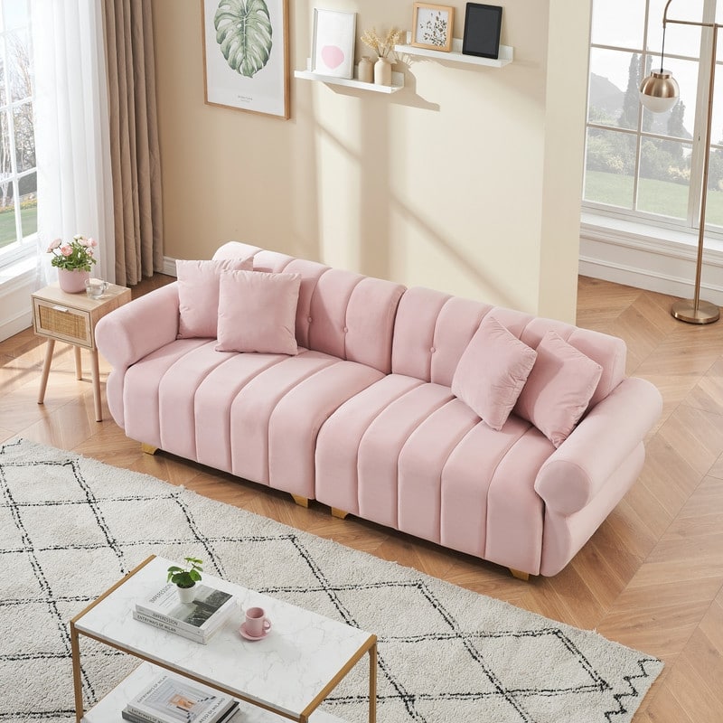 89.37" Velvet Three-Seater Upholstered Sofa