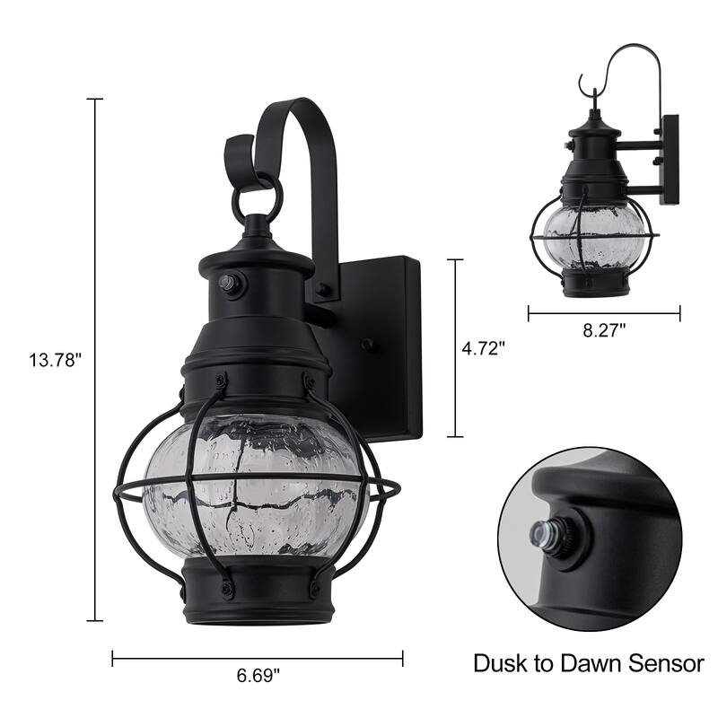 LED Outdoor Matte Black Exterior Lantern Wall Sconce Light