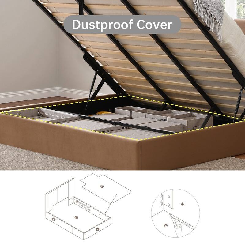 Modern Minimalist Upholstered Storage Bed with Lift-Up Platform
