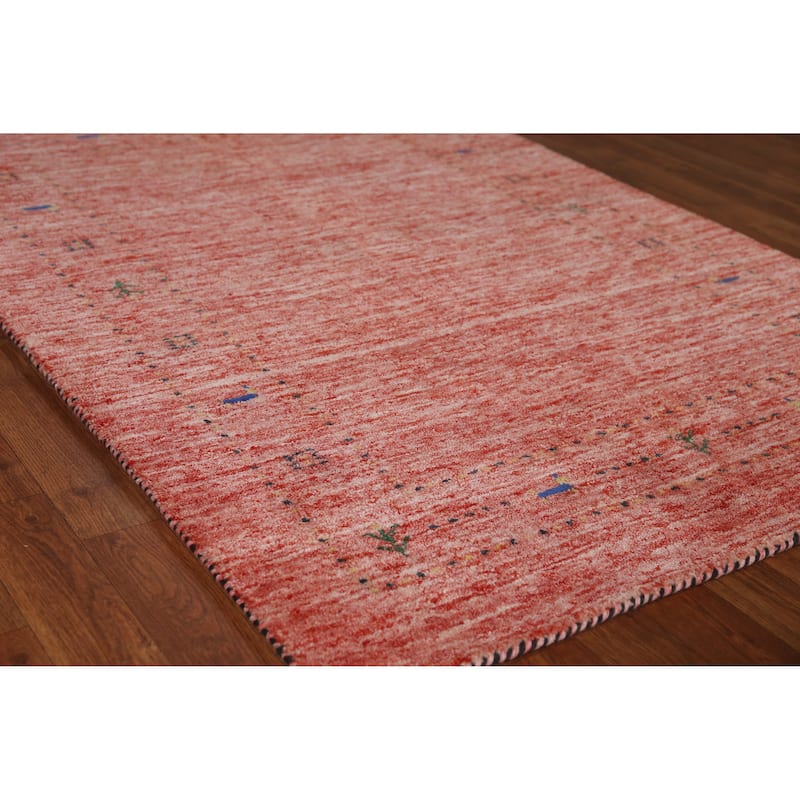 Animals Tribal Gabbeh Indian Rug Handmade Wool Carpet - 3'10" x 5'8" - 3'10" x 5'8" - Orange
