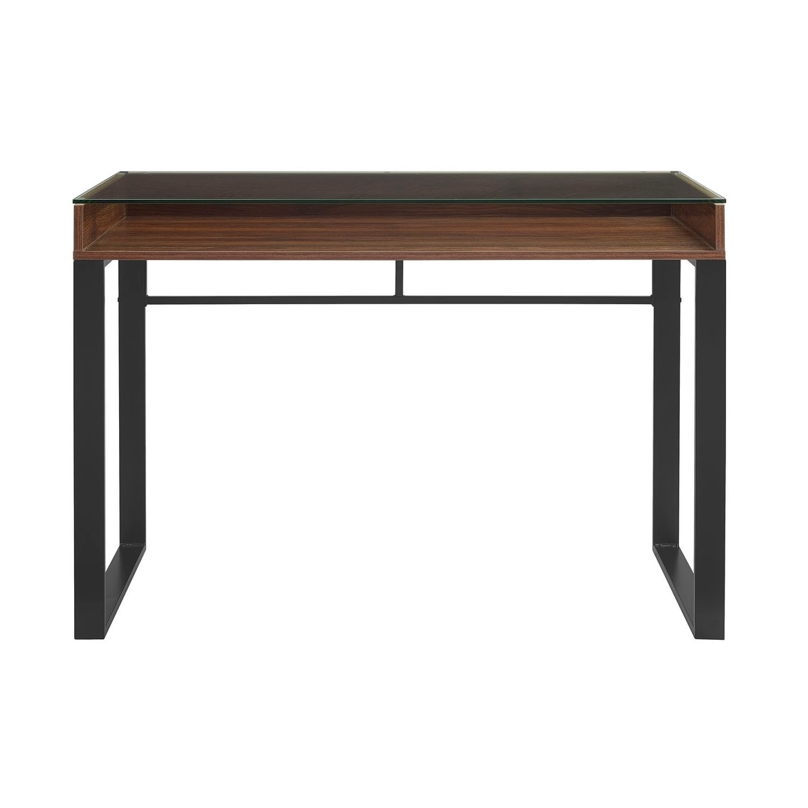 Shop Offex 42 Modern Glass Top Desk With Metal Legs Dark Walnut