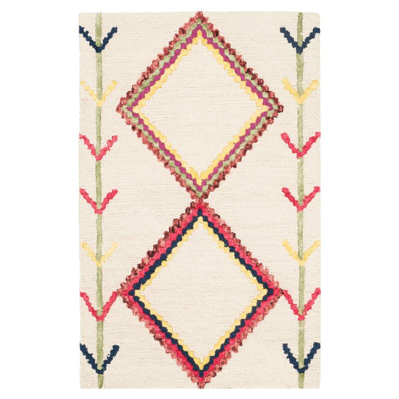 SAFAVIEH Handmade Bellagio Monah Boho Moroccan Wool Rug - 2'6" x 4' - Ivory/Multi
