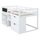 preview thumbnail 3 of 15, Twin Size Kids bed Low Loft Bed with Rolling Desk, Shelf, Drawers
