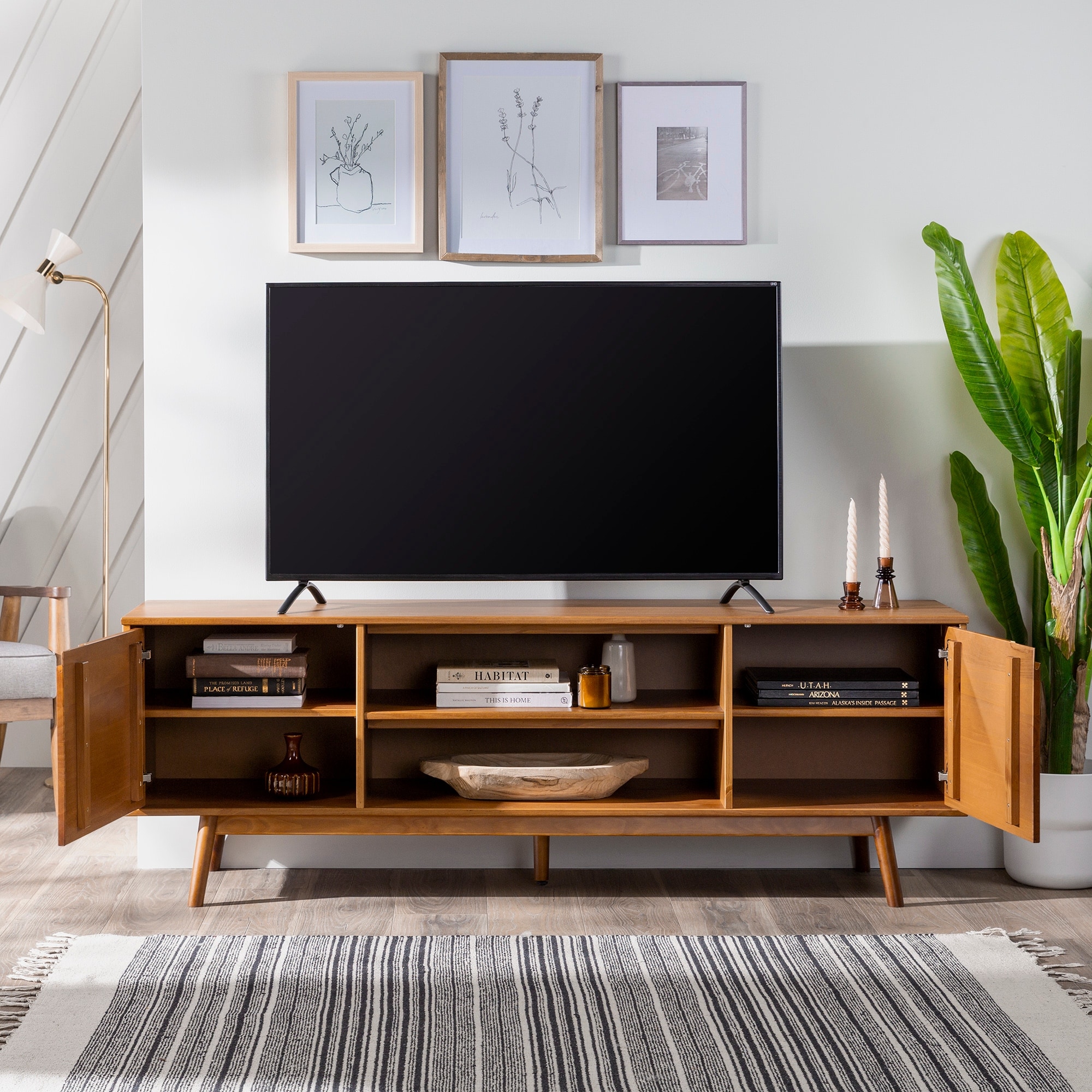 Middlebrook 70 inch Mid Century Solid Wood TV Stand